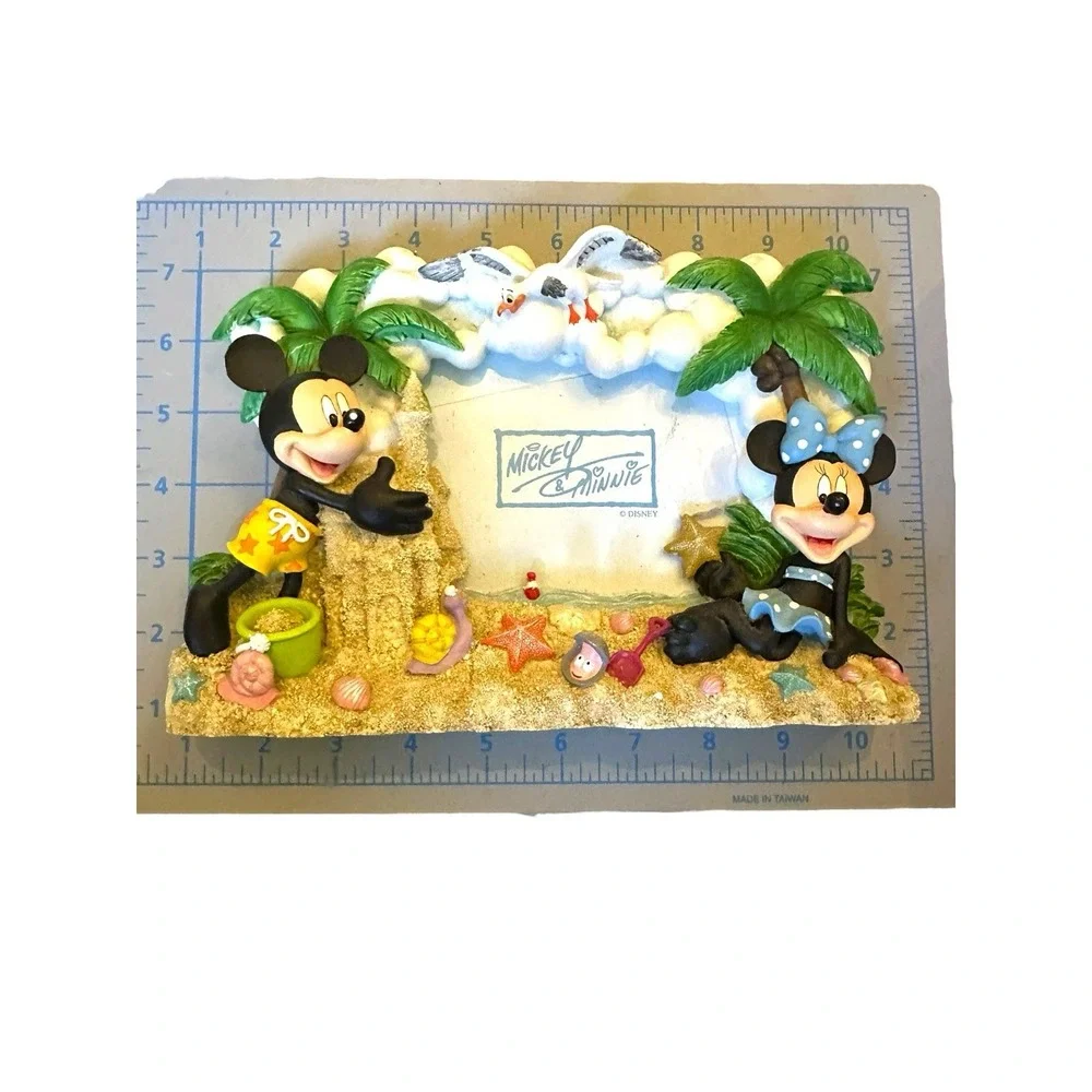 Disney Mickey & Minnie Mouse 3D Photo Picture Frame At Beach With Sand Castle